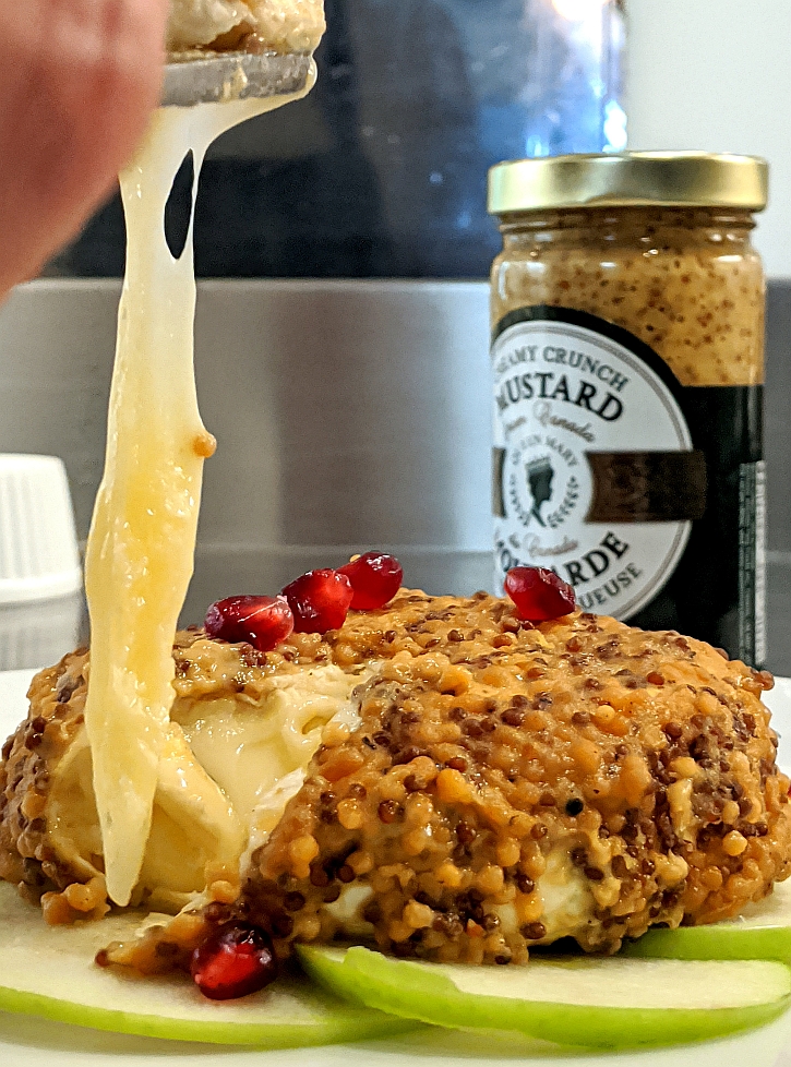 Baked Brie Enrobed with Queen Mary Creamy Crunch Mustard recipe